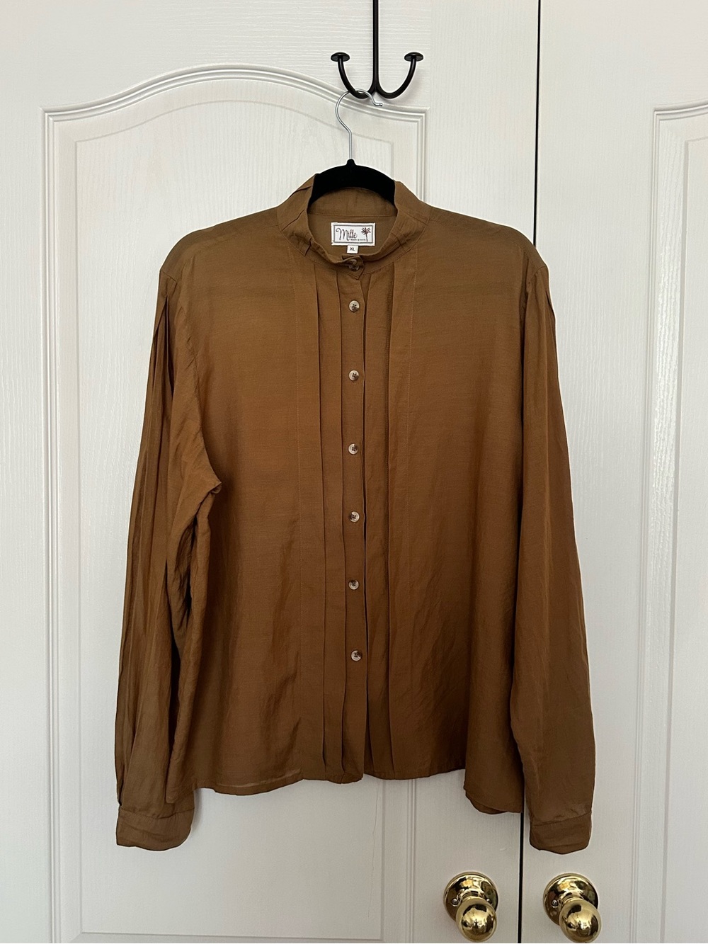 Mille Resort and Travel Light Brown Pleated Button Up